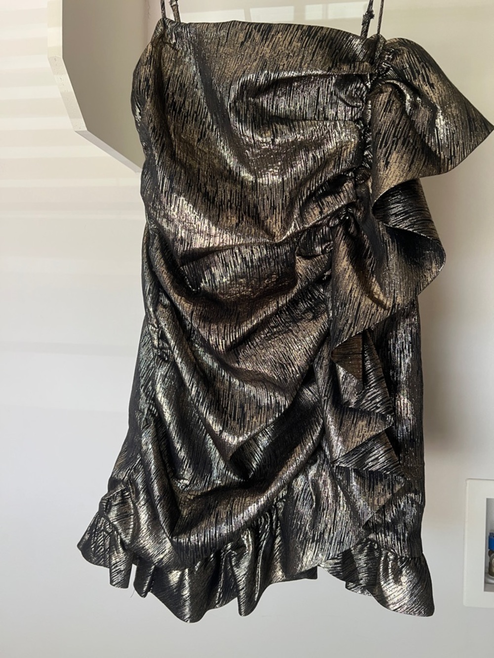 Zara Golden Metallic Ruffle Dress